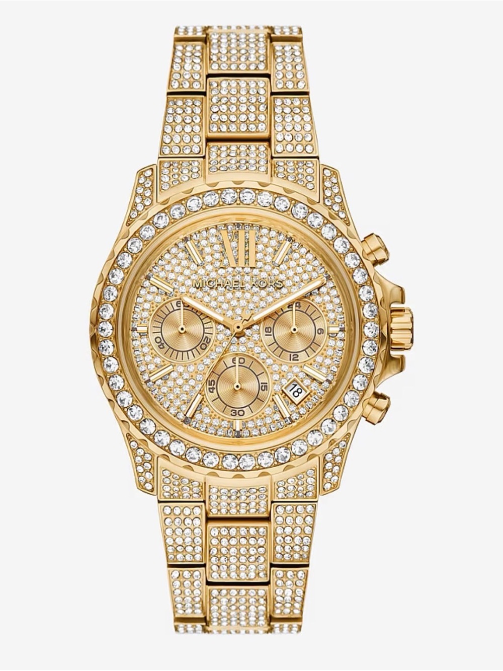 Michael Kors Gold Crystal-Accented Pave Chronograph Watch